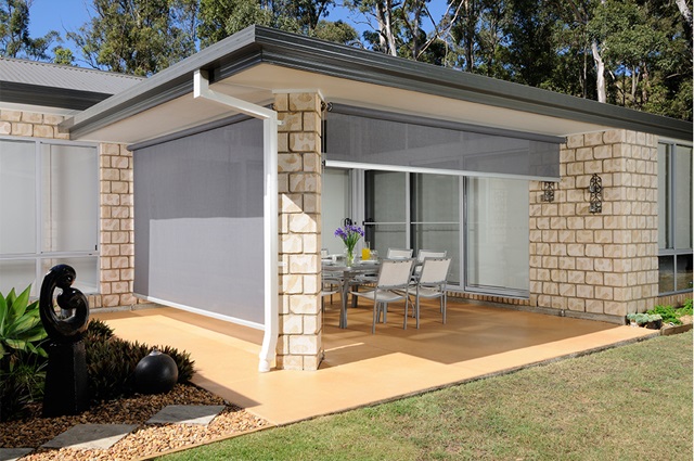 outdoor grey pvc blinds 