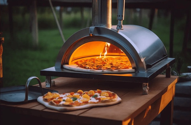 pizza baked in pizza oven