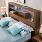 Bellevue Bed Frame W/Gas Lift Storage, Rustic Walnut