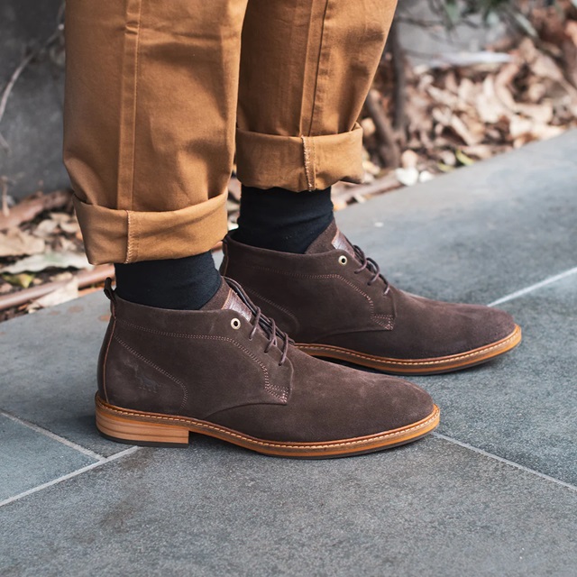 Clapton Lace Up Boots Dark Brown Suede
